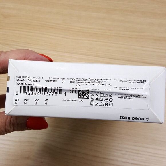 HUGO BOSS Shirt Mens Medium Gray Pullover Crew Wool Lyocell Blend Logo T-Shirt - Picture 5 of 6